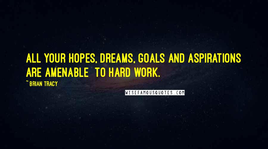 Brian Tracy Quotes: All your hopes, dreams, goals and aspirations are amenable to hard work.