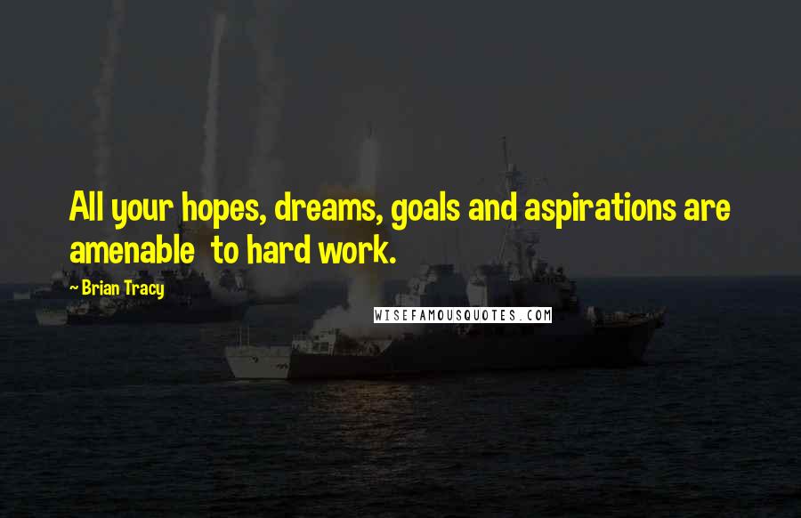 Brian Tracy Quotes: All your hopes, dreams, goals and aspirations are amenable  to hard work.