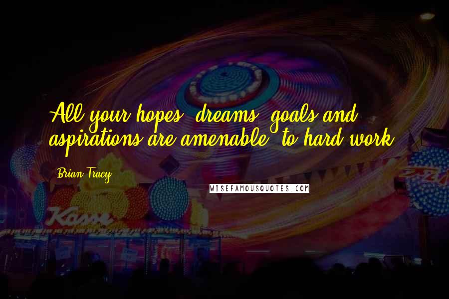 Brian Tracy Quotes: All your hopes, dreams, goals and aspirations are amenable  to hard work.