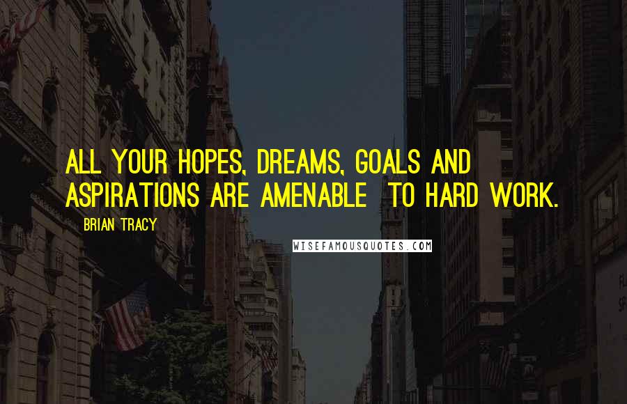 Brian Tracy Quotes: All your hopes, dreams, goals and aspirations are amenable to hard work.