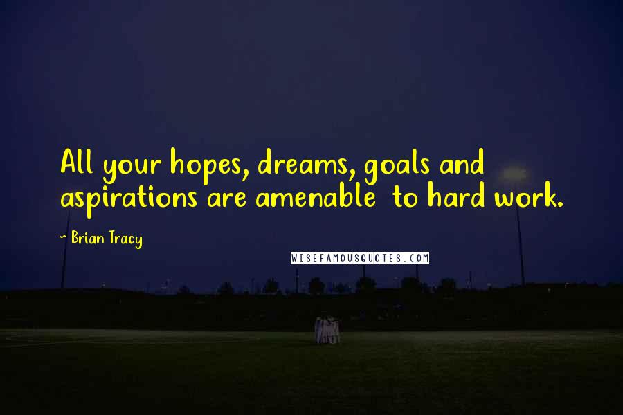 Brian Tracy Quotes: All your hopes, dreams, goals and aspirations are amenable  to hard work.