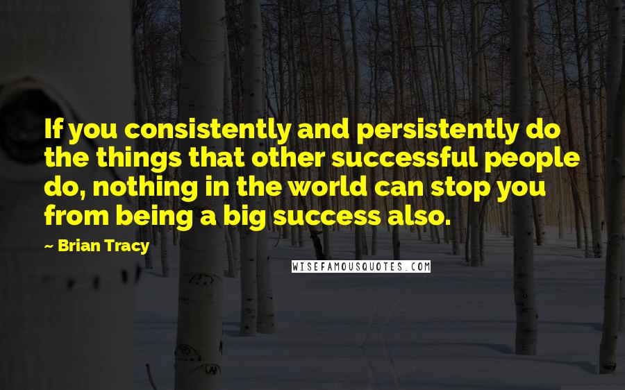 Brian Tracy Quotes: If you consistently and persistently do the things that other successful people do, nothing in the world can stop you from being a big success also.