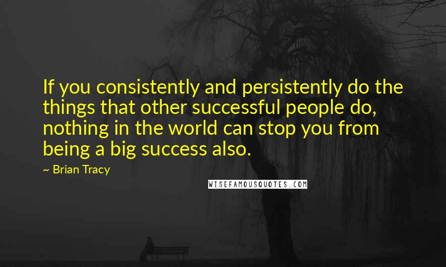 Brian Tracy Quotes: If you consistently and persistently do the things that other successful people do, nothing in the world can stop you from being a big success also.