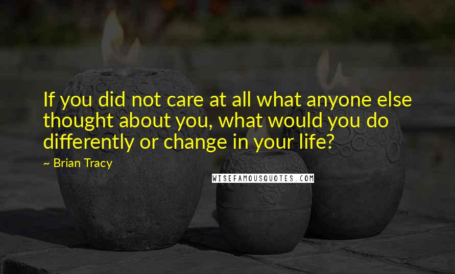 Brian Tracy Quotes: If you did not care at all what anyone else thought about you, what would you do differently or change in your life?
