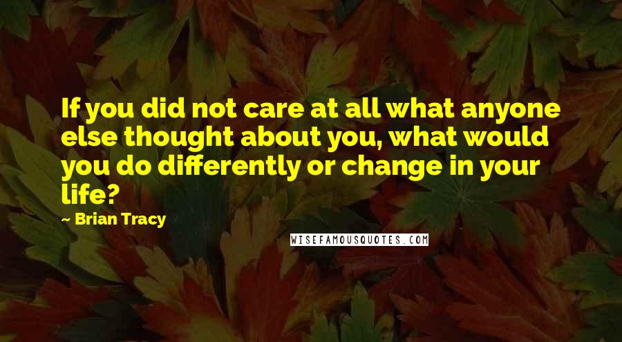 Brian Tracy Quotes: If you did not care at all what anyone else thought about you, what would you do differently or change in your life?