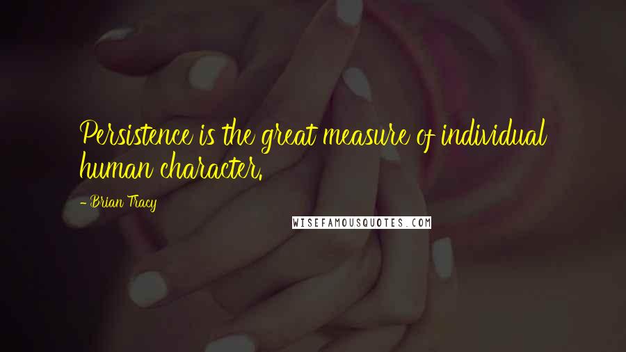 Brian Tracy Quotes: Persistence is the great measure of individual human character.