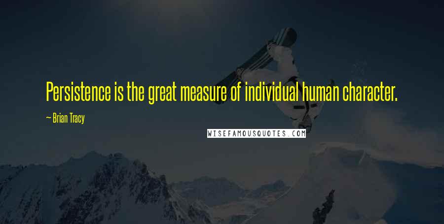 Brian Tracy Quotes: Persistence is the great measure of individual human character.