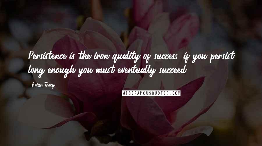 Brian Tracy Quotes: Persistence is the iron quality of success; if you persist long enough you must eventually succeed