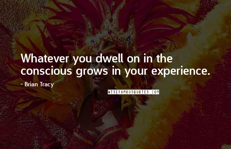 Brian Tracy Quotes: Whatever you dwell on in the conscious grows in your experience.