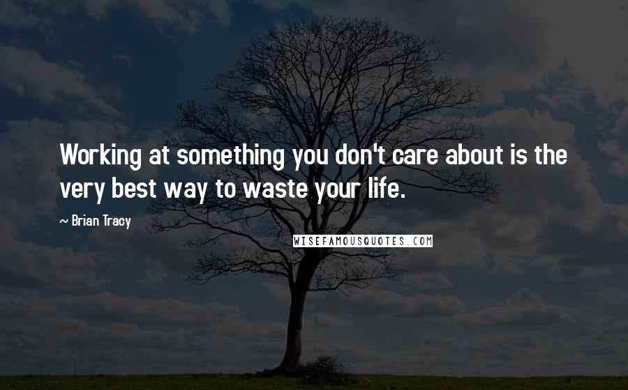 Brian Tracy Quotes: Working at something you don't care about is the very best way to waste your life.