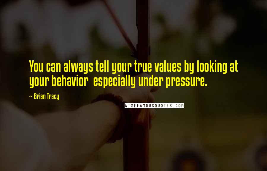 Brian Tracy Quotes: You can always tell your true values by looking at your behavior  especially under pressure.