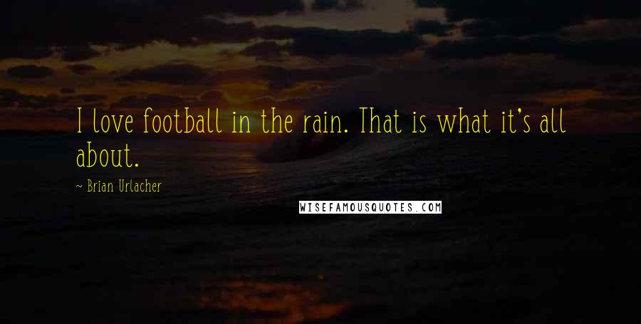 Brian Urlacher Quotes: I love football in the rain. That is what it's all about.