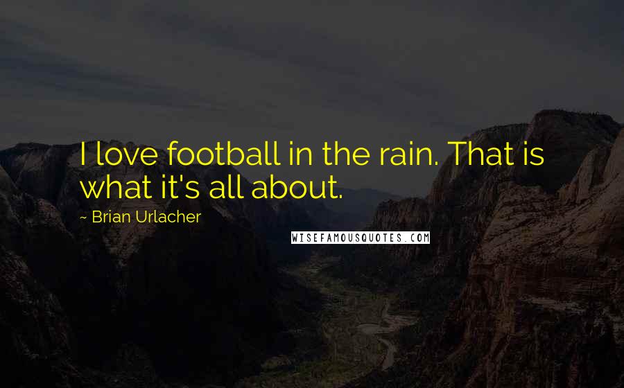 Brian Urlacher Quotes: I love football in the rain. That is what it's all about.