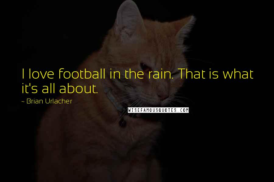 Brian Urlacher Quotes: I love football in the rain. That is what it's all about.