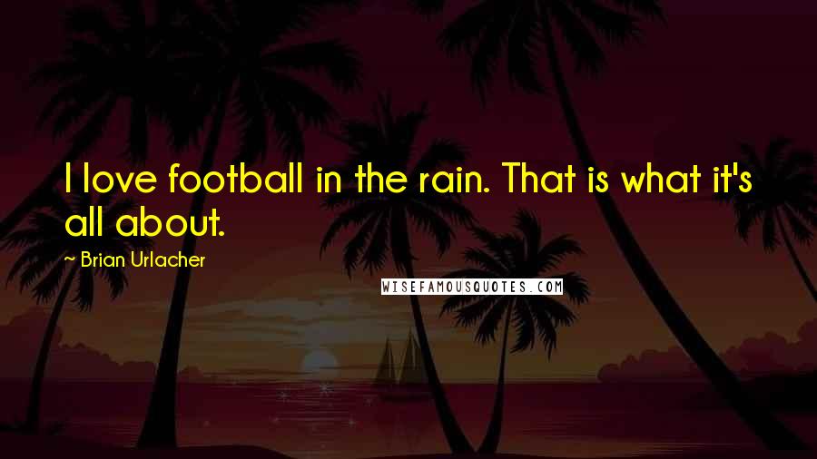 Brian Urlacher Quotes: I love football in the rain. That is what it's all about.