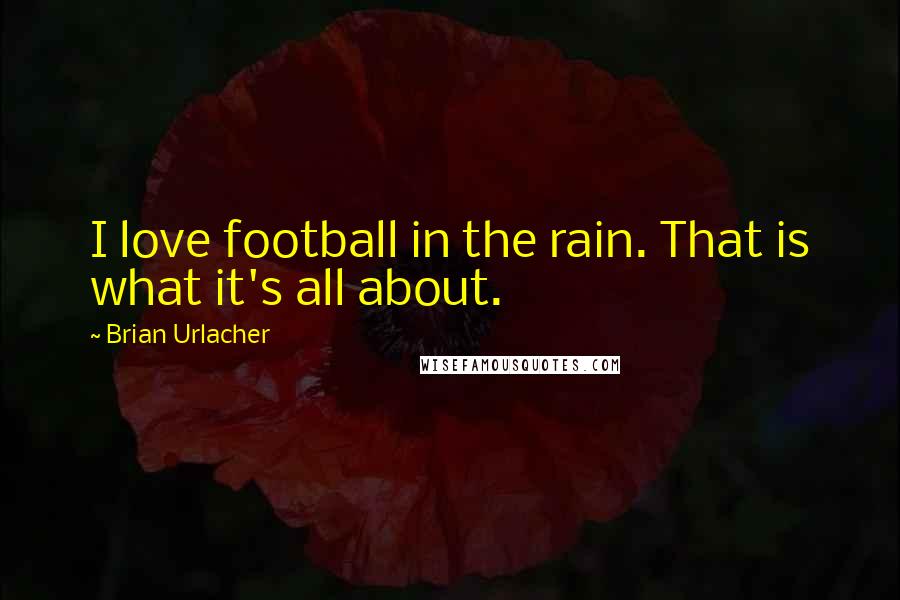 Brian Urlacher Quotes: I love football in the rain. That is what it's all about.