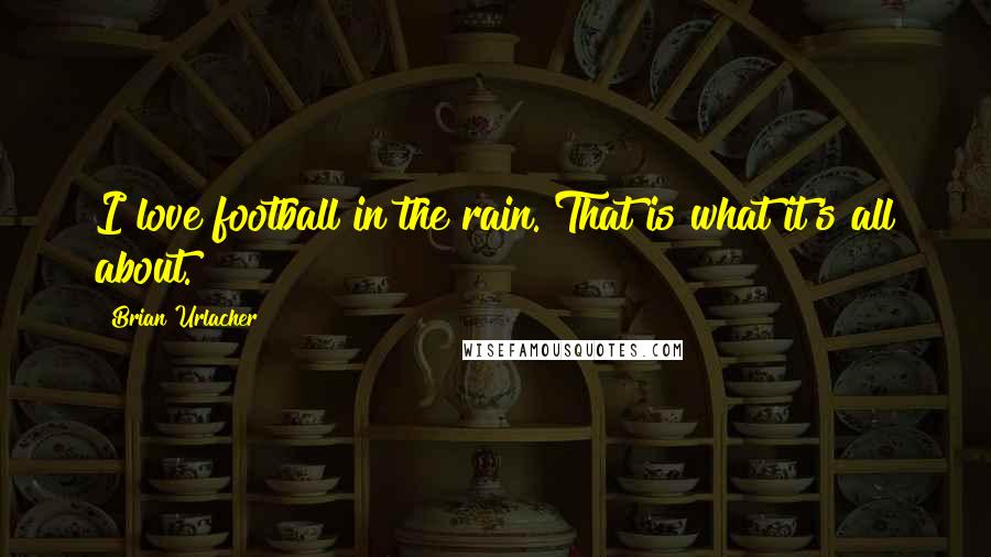 Brian Urlacher Quotes: I love football in the rain. That is what it's all about.