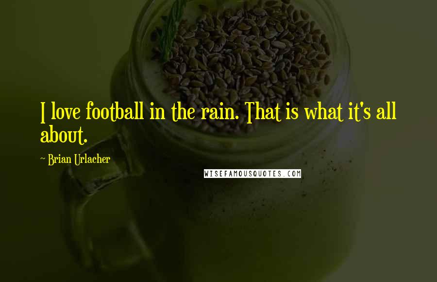 Brian Urlacher Quotes: I love football in the rain. That is what it's all about.