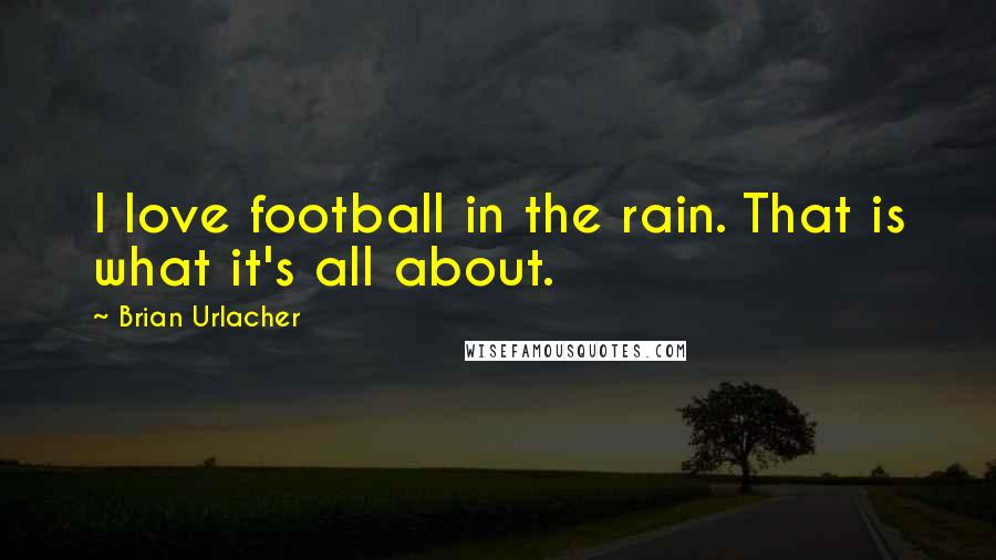 Brian Urlacher Quotes: I love football in the rain. That is what it's all about.