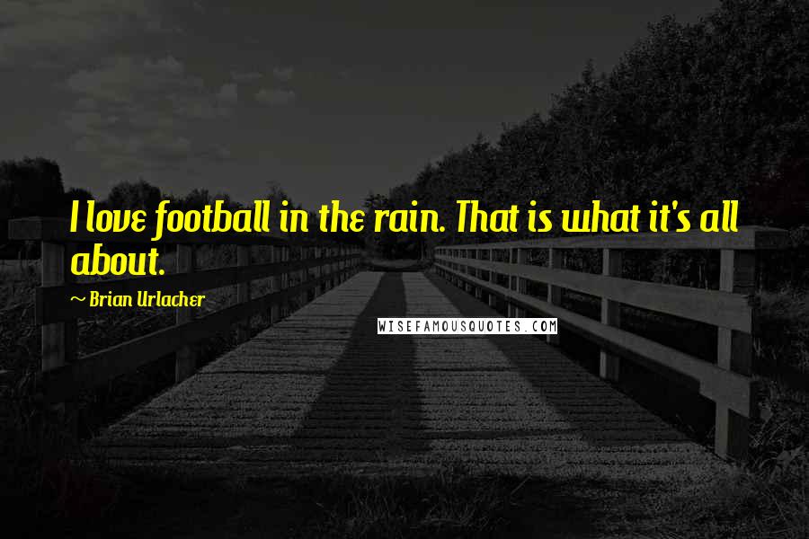Brian Urlacher Quotes: I love football in the rain. That is what it's all about.