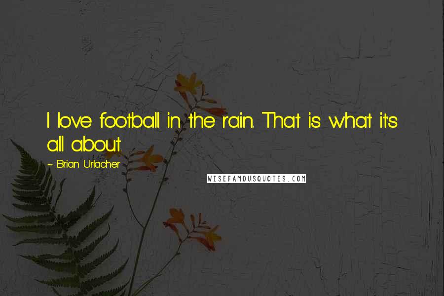 Brian Urlacher Quotes: I love football in the rain. That is what it's all about.