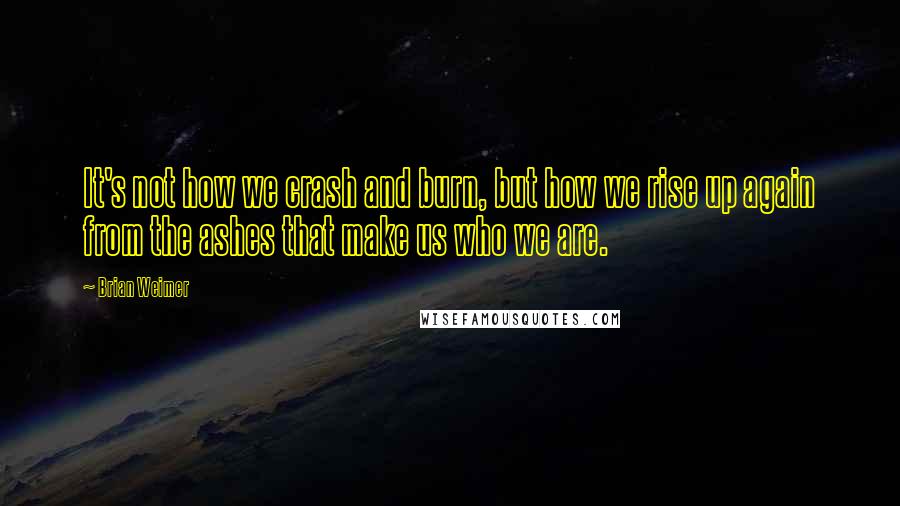 Brian Weimer Quotes: It's not how we crash and burn, but how we rise up again from the ashes that make us who we are.