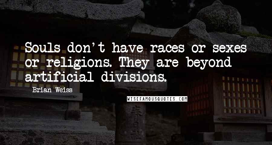 Brian Weiss Quotes: Souls don't have races or sexes or religions. They are beyond artificial divisions.