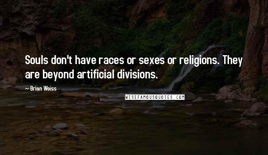 Brian Weiss Quotes: Souls don't have races or sexes or religions. They are beyond artificial divisions.