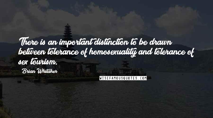 Brian Whitaker Quotes: There is an important distinction to be drawn between tolerance of homosexuality and tolerance of sex tourism.