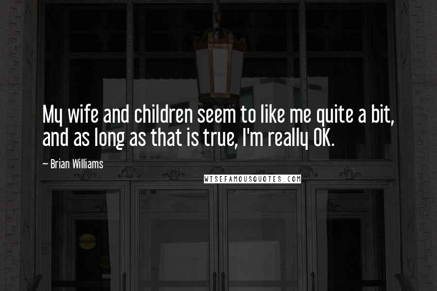Brian Williams Quotes: My wife and children seem to like me quite a bit, and as long as that is true, I'm really OK.