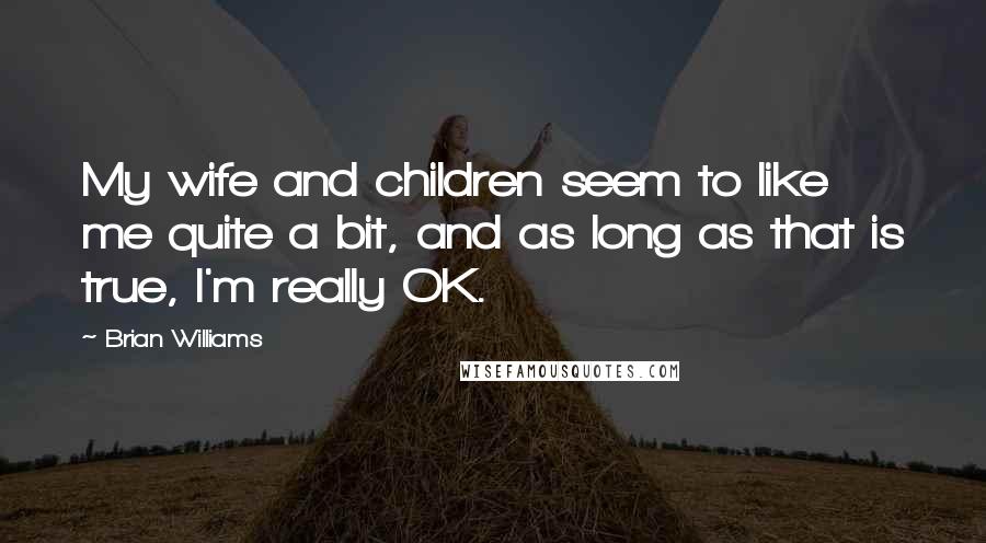 Brian Williams Quotes: My wife and children seem to like me quite a bit, and as long as that is true, I'm really OK.