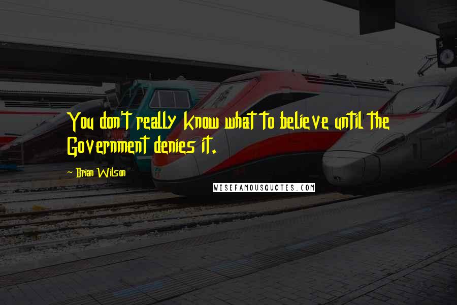Brian Wilson Quotes: You don't really know what to believe until the Government denies it.
