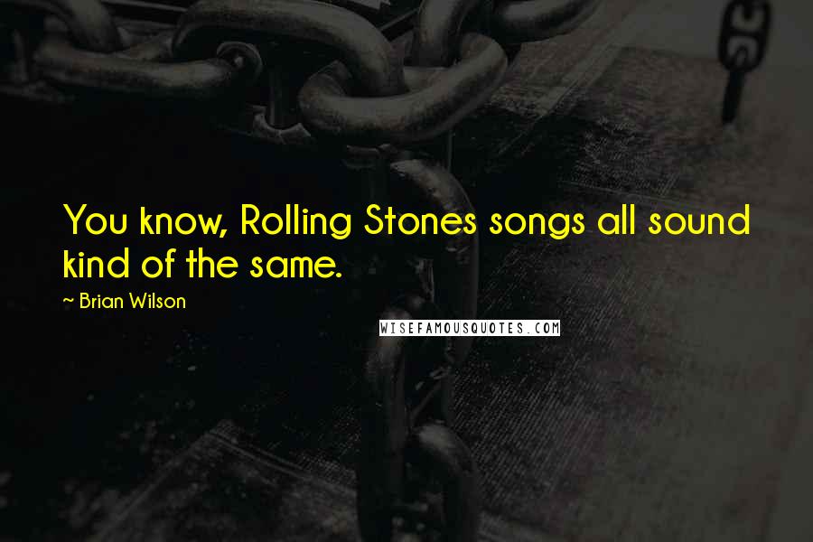 Brian Wilson Quotes: You know, Rolling Stones songs all sound kind of the same.