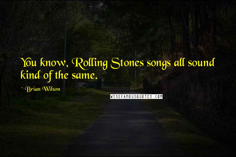 Brian Wilson Quotes: You know, Rolling Stones songs all sound kind of the same.