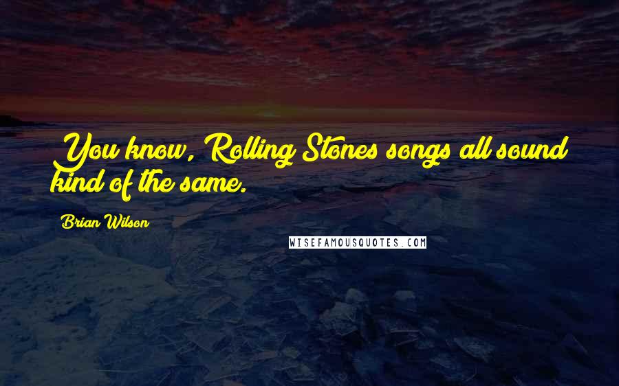 Brian Wilson Quotes: You know, Rolling Stones songs all sound kind of the same.