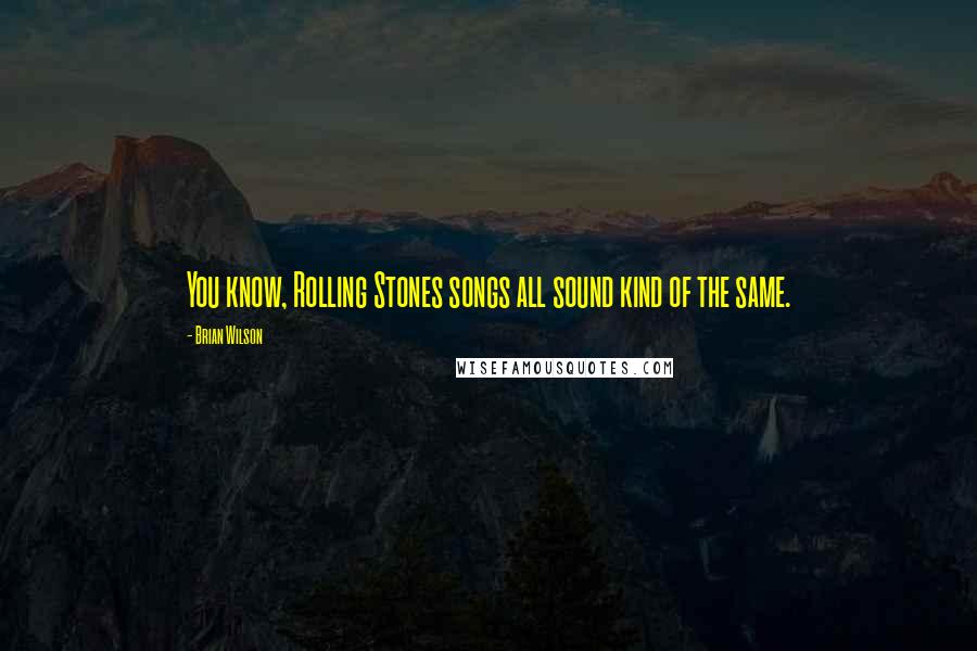 Brian Wilson Quotes: You know, Rolling Stones songs all sound kind of the same.