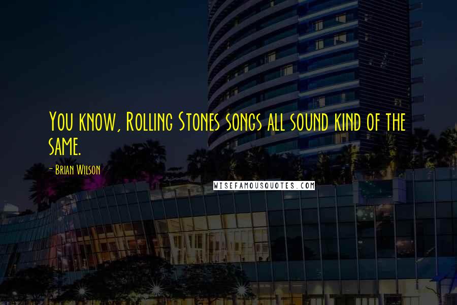 Brian Wilson Quotes: You know, Rolling Stones songs all sound kind of the same.