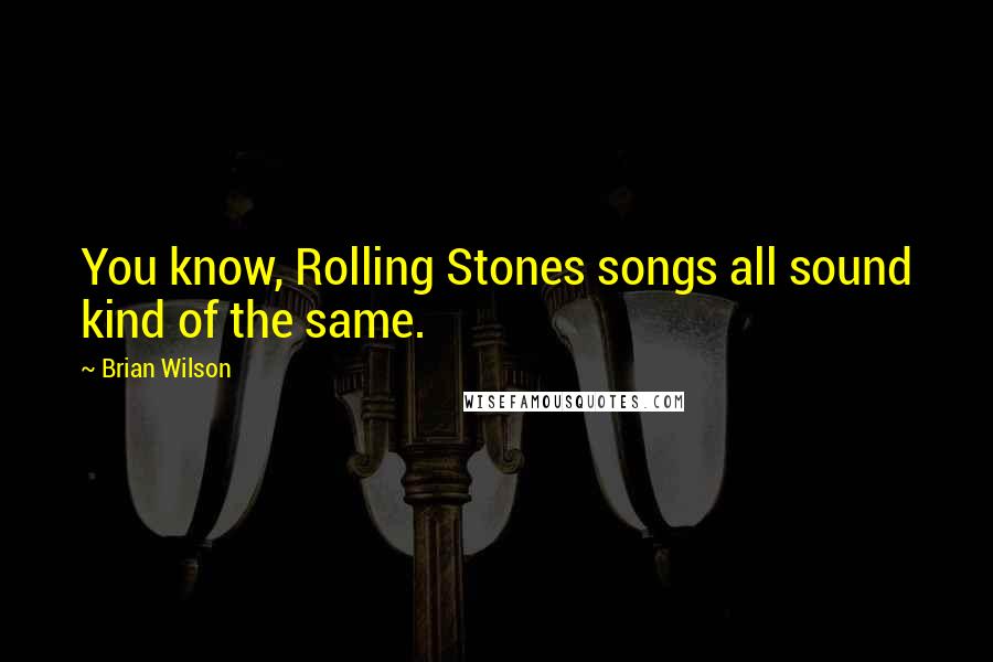 Brian Wilson Quotes: You know, Rolling Stones songs all sound kind of the same.