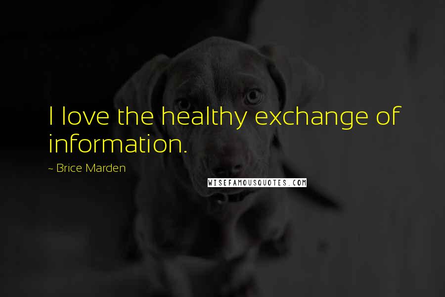 Brice Marden Quotes: I love the healthy exchange of information.