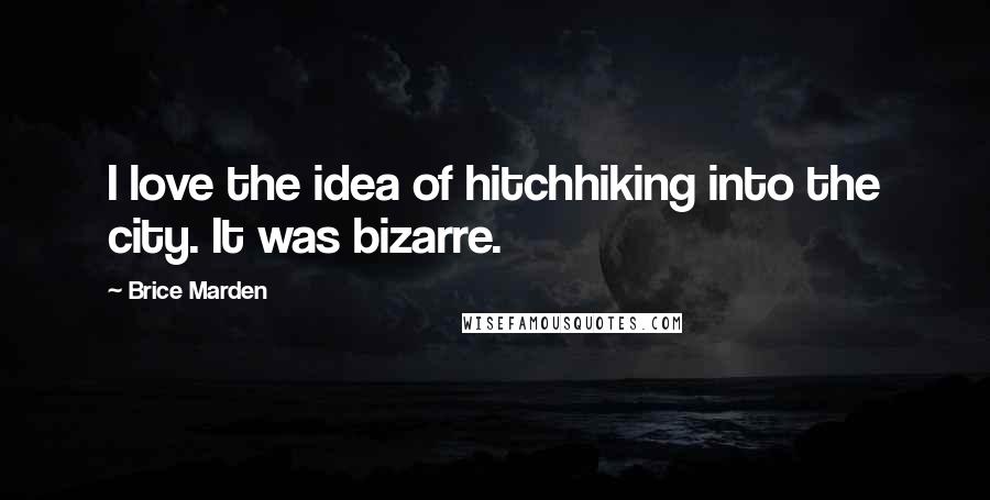 Brice Marden Quotes: I love the idea of hitchhiking into the city. It was bizarre.