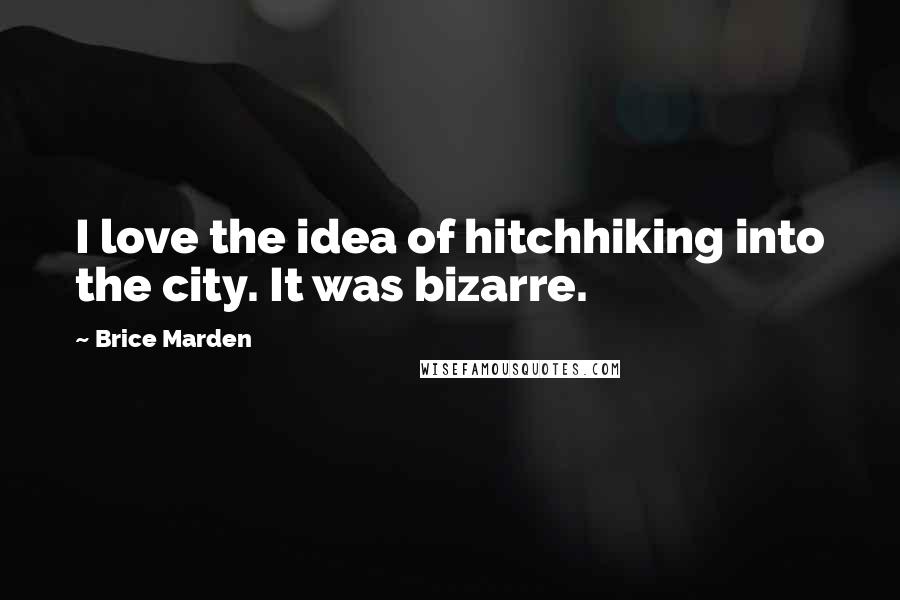 Brice Marden Quotes: I love the idea of hitchhiking into the city. It was bizarre.