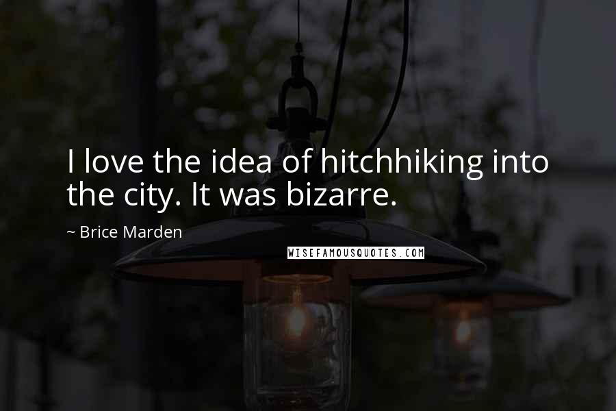 Brice Marden Quotes: I love the idea of hitchhiking into the city. It was bizarre.
