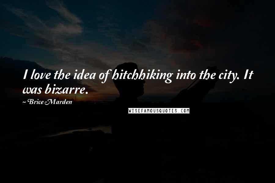 Brice Marden Quotes: I love the idea of hitchhiking into the city. It was bizarre.