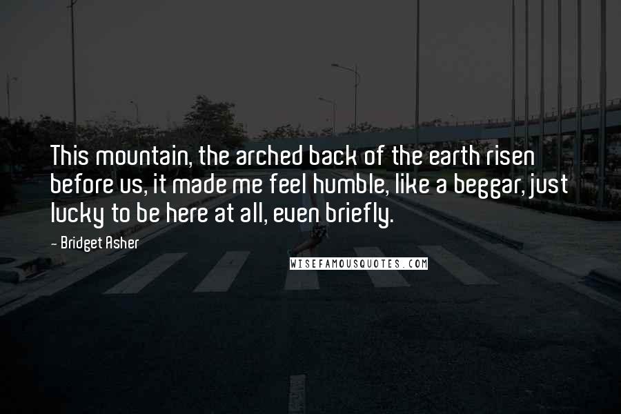 Bridget Asher Quotes: This mountain, the arched back of the earth risen before us, it made me feel humble, like a beggar, just lucky to be here at all, even briefly.