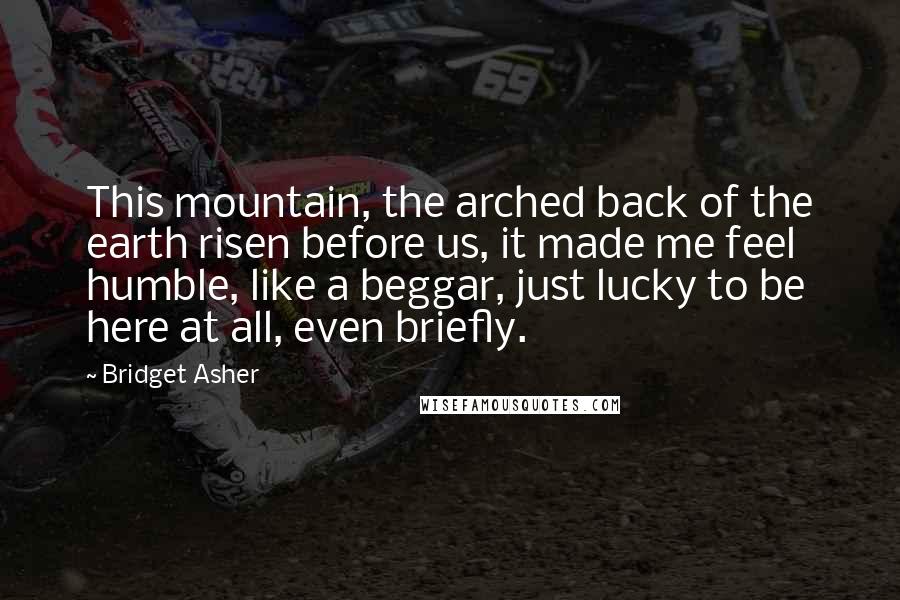 Bridget Asher Quotes: This mountain, the arched back of the earth risen before us, it made me feel humble, like a beggar, just lucky to be here at all, even briefly.