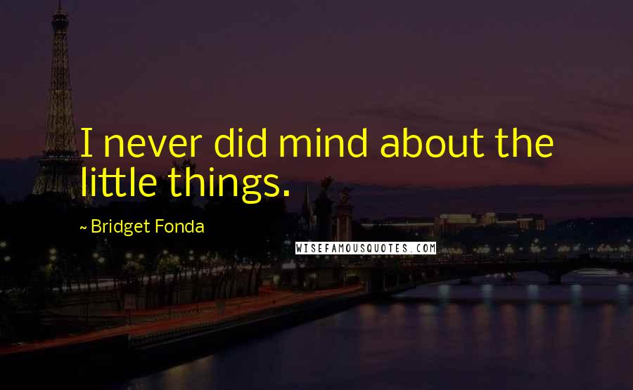 Bridget Fonda Quotes: I never did mind about the little things.