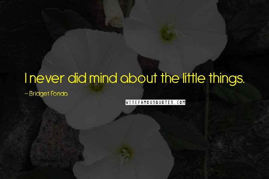 Bridget Fonda Quotes: I never did mind about the little things.