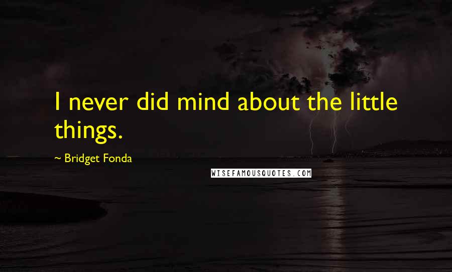 Bridget Fonda Quotes: I never did mind about the little things.