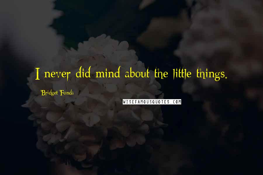 Bridget Fonda Quotes: I never did mind about the little things.