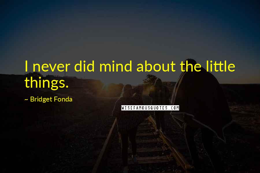 Bridget Fonda Quotes: I never did mind about the little things.